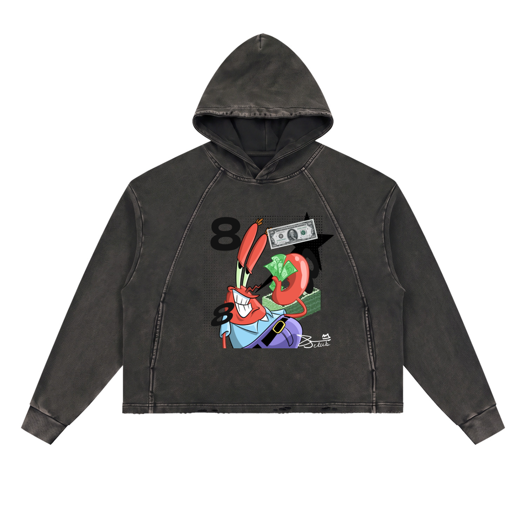 Vintage Washed Frayed-Hem Hoodie