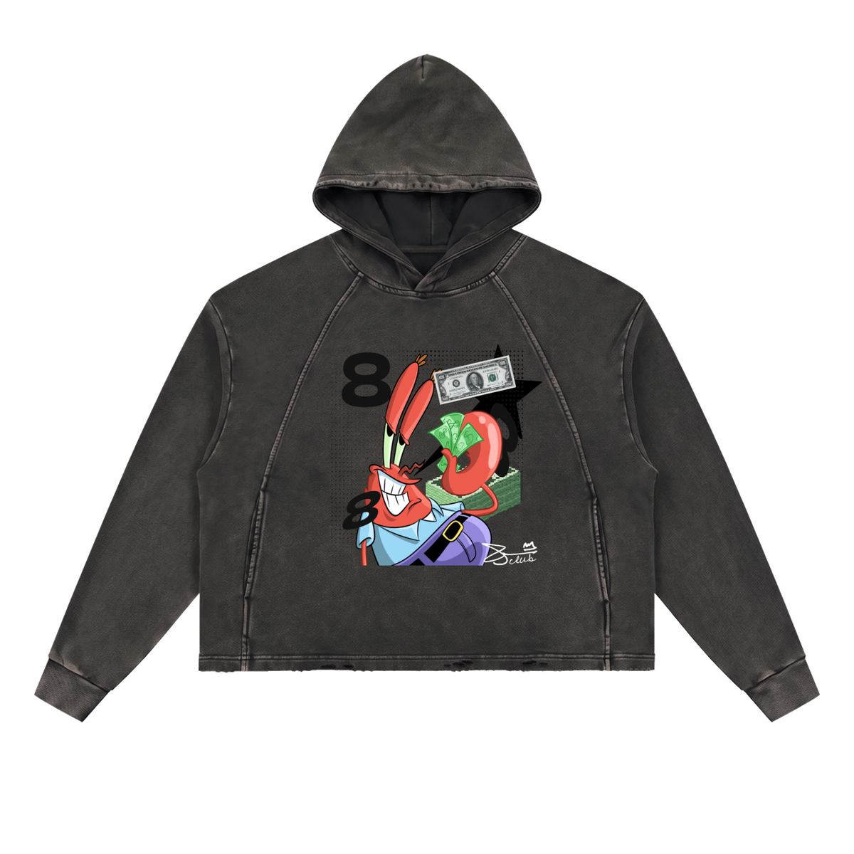 Vintage Washed Frayed-Hem Hoodie